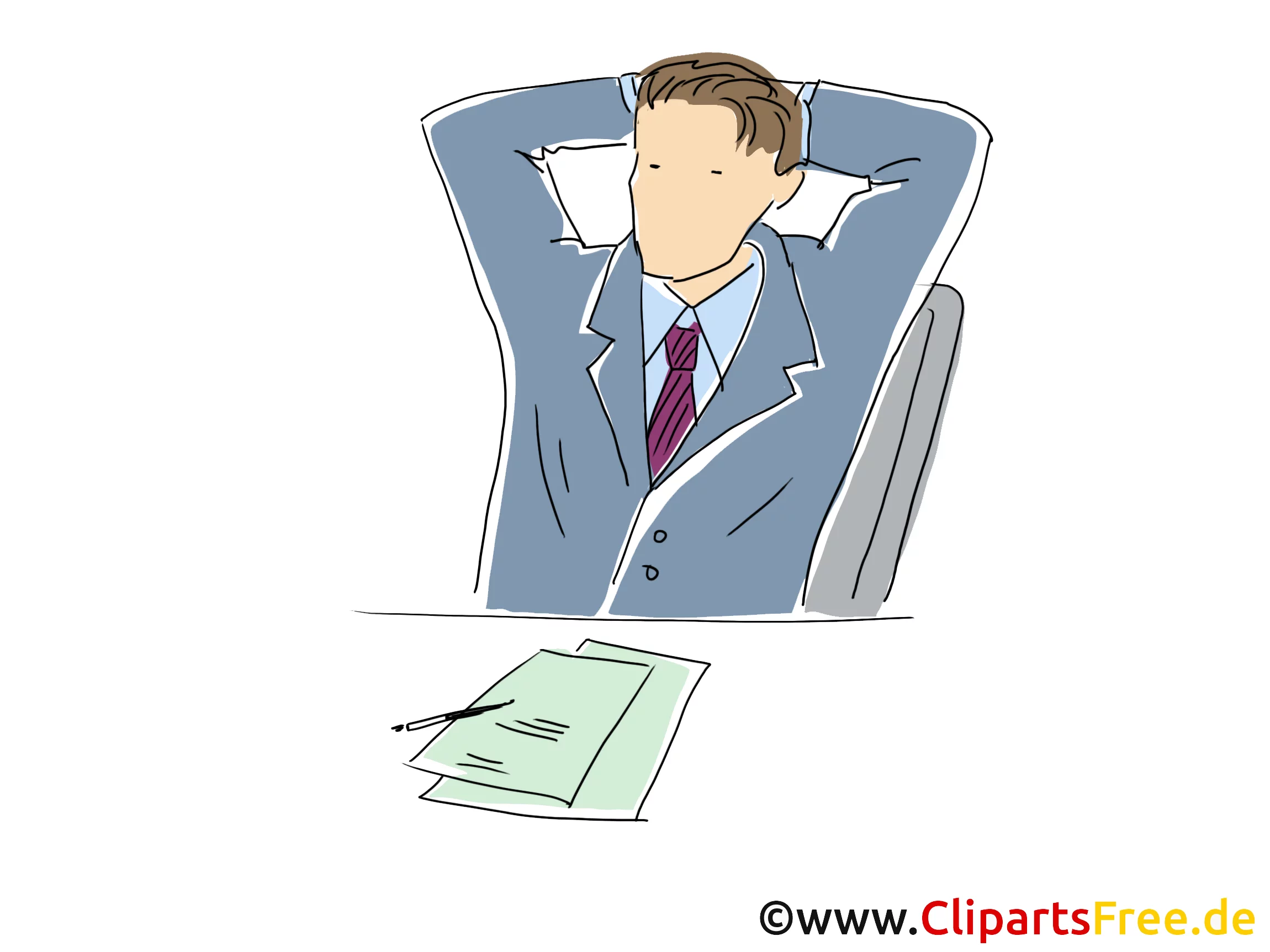 Entspannung am Arbeitsplatz Clipart, Grafik, Bild