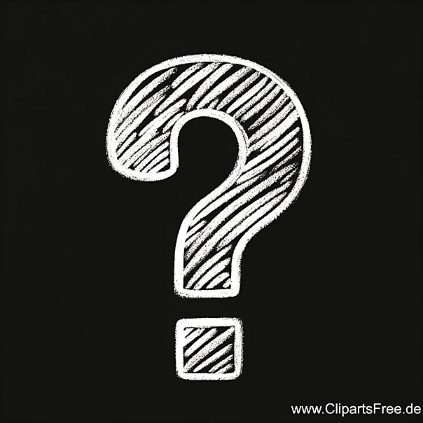 Fragezeichen gezeichnet mit Kreide an der schwarzen Tafel Clipart