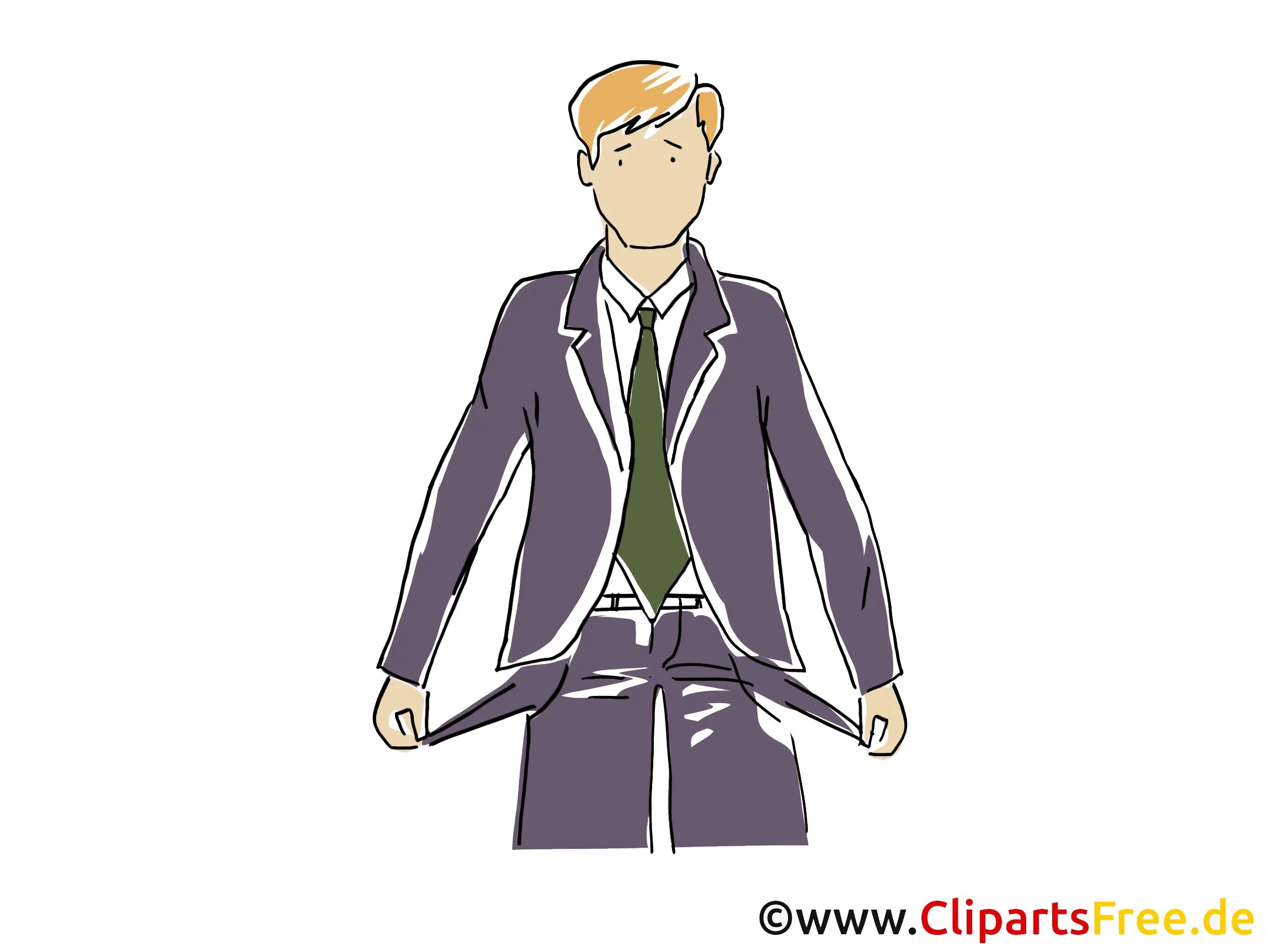 Kein Geld - Taschen leer Clipart, Grafik, Bild