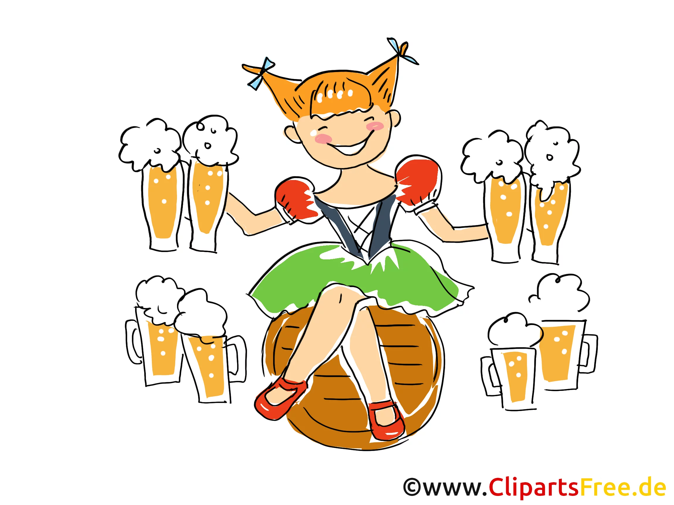 Mädchen in Trachten Clipart, Bild, Grafik, Illustration, Comic, Cartoon gratis