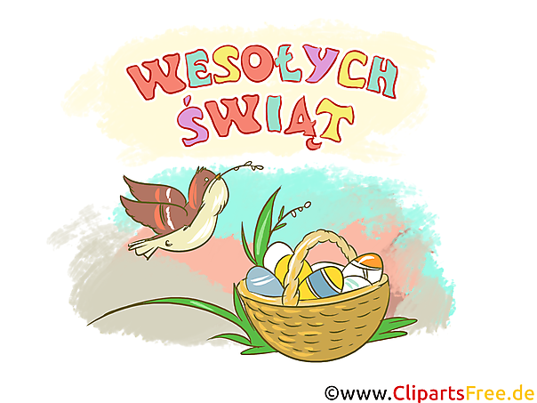 Bunte schöne Karte zu Ostern auf Polnisch