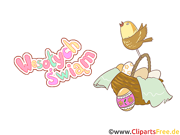Clipart zu Ostern mit Überschrift auf Polnisch