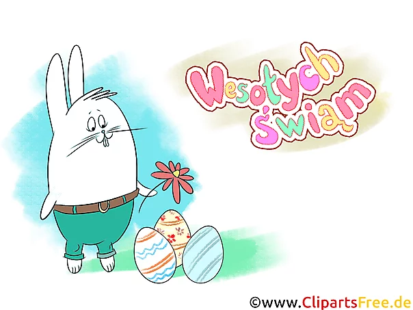 eCard mit Osterhase in polnischer Sprache