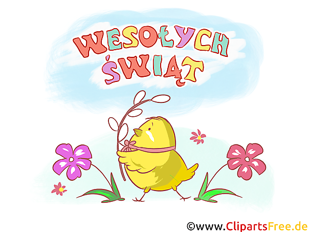 Frohe Ostern auf Polnisch Clipart, Bild, Illustration