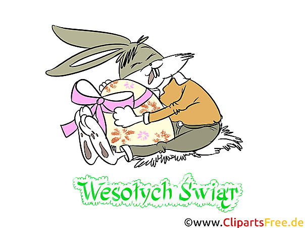Hase mit Osterei - Ostern Glückwunschkarte auf Polnisch