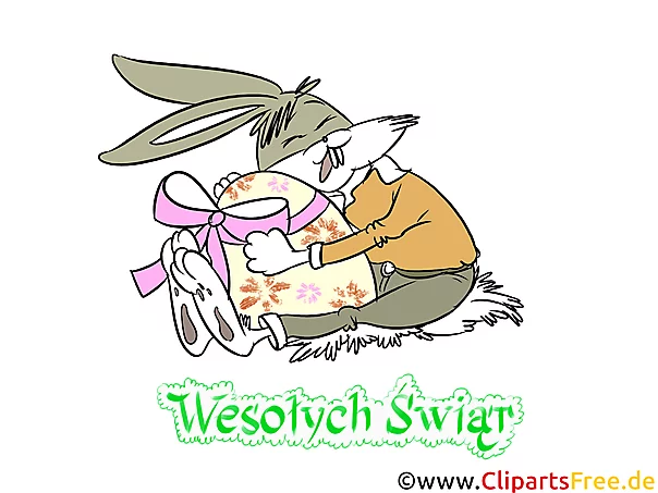 Hase mit Osterei - Ostern Glückwunschkarte auf Polnisch