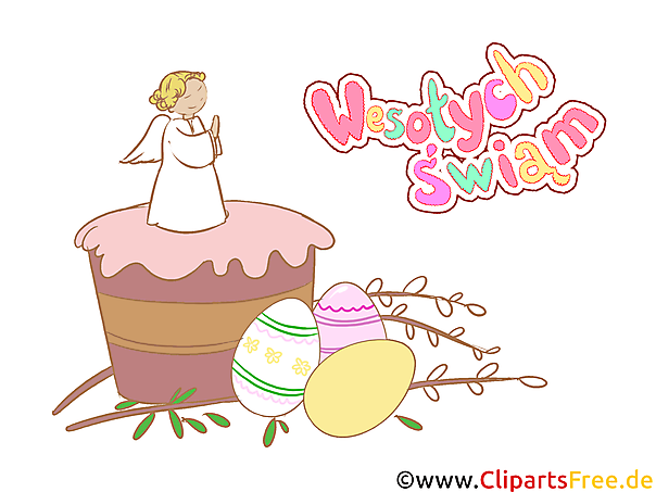 Kuchen zu Ostern Clipart - Glückwünsche zu Ostern auf Polnisch