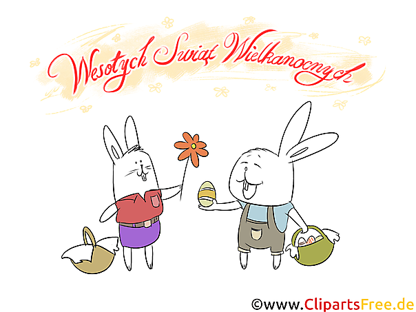 Lustige Osterhasen Grußkarte zu Ostern auf Polnisch