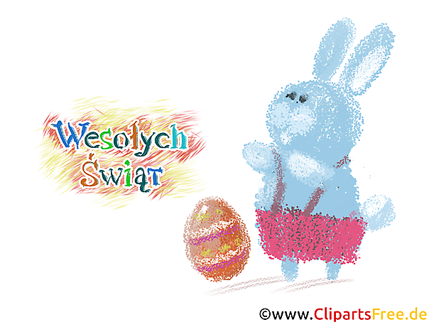 Niedlicher Hase Grußkarte zu Ostern auf Polnisch