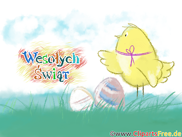 Ostergruß auf Polnisch Clipart, Bild, Illustration