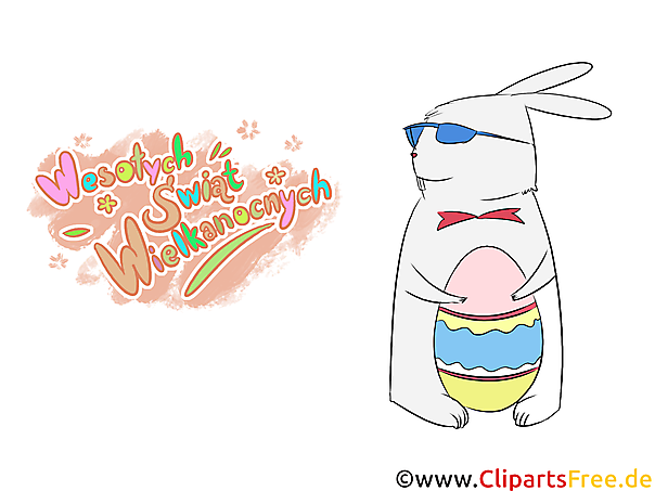 Osterhase mit Sonnenbrille und Osterei - Clipart Ostern auf Polnisch