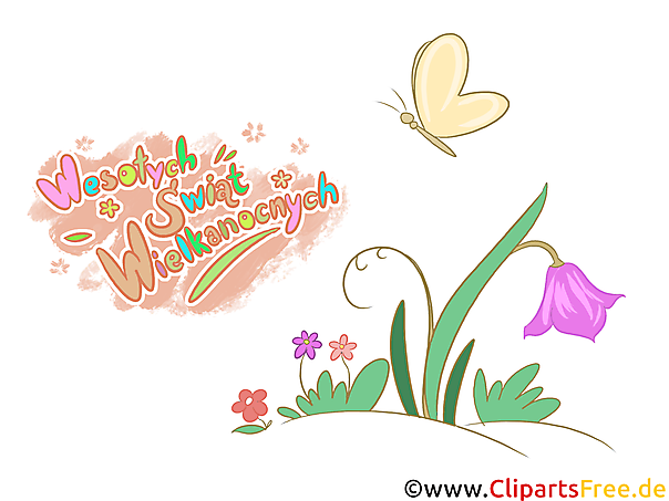 Schneeglöckchen und Schmetterling - Glückwunschkarte auf Polnisch