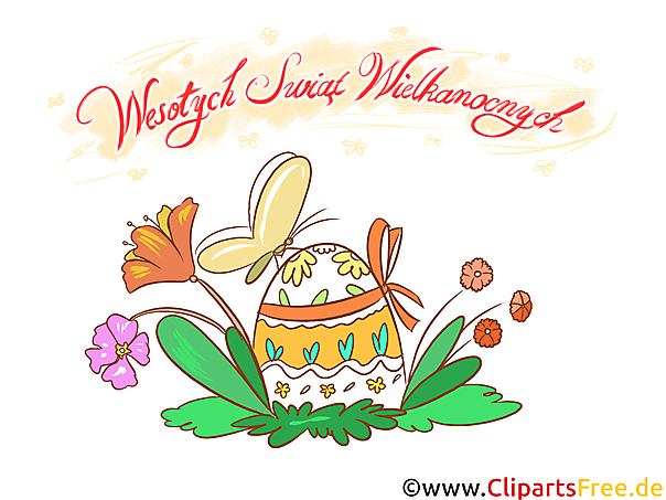 Sehr schöne Osterkarte gezeichnet im Cartoonstil - Polnische Grüße zu Ostern