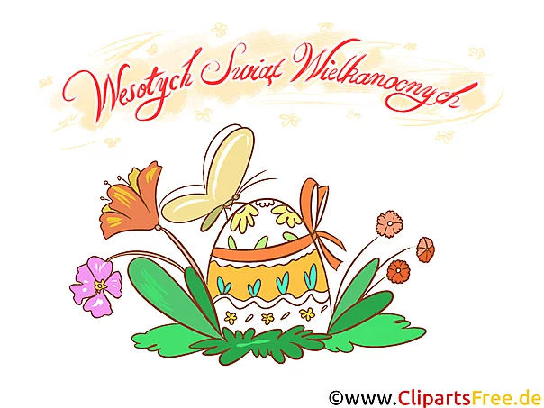Sehr schöne Osterkarte gezeichnet im Cartoonstil - Polnische Grüße zu Ostern