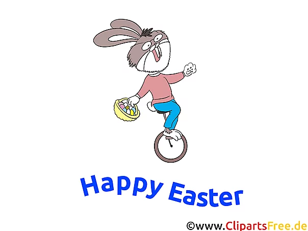 Lustige Bilder zu Ostern - Osterhase fährt Fahrrad Clipart
