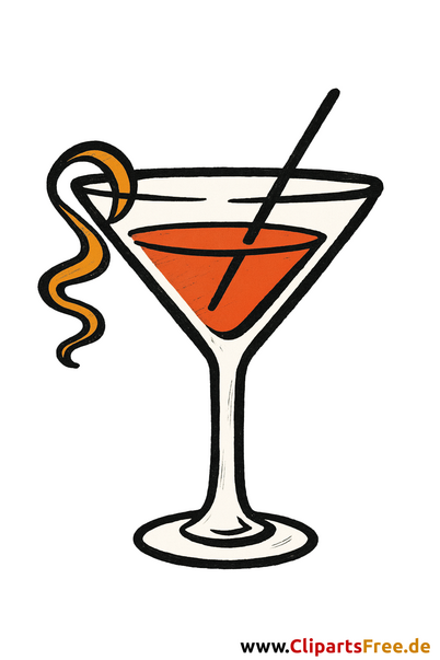 Glas mit Cocktail und Orangenschale als Garnitur Bild-Clipart
