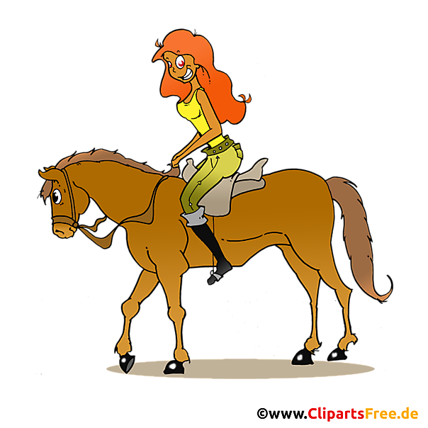 Junge Frau reitet auf Pferd Clipart, Illustration, Bild