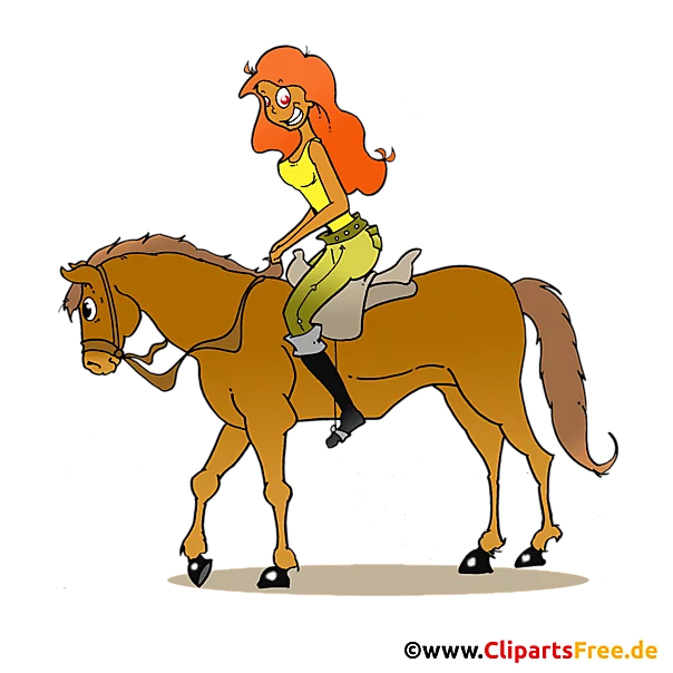 Junge Frau reitet auf Pferd Clipart, Illustration, Bild