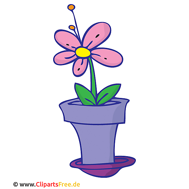 Pot Clipart Resim Cizgi Film Grafik Illustrasyon Cicek