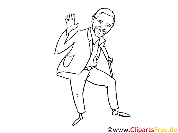 Obama Cartoon, Karikatur, Comic schwarz-weiss zum Drucken