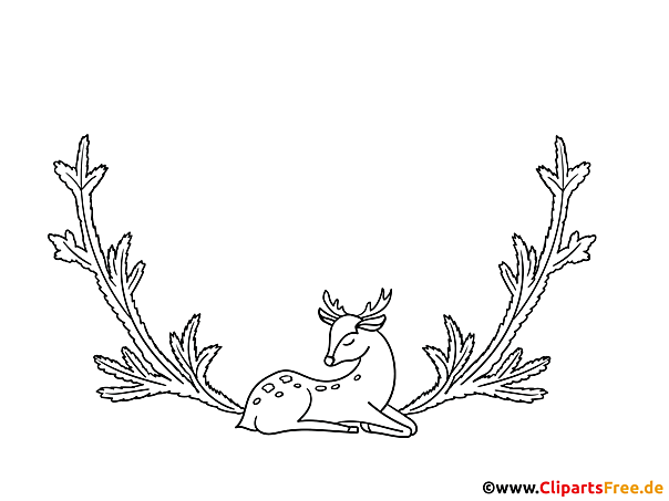 Rahmen zu Weihnachten zum Ausmalen mit Hirsch