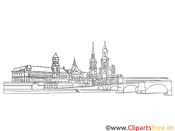 Altstadt Clipart schwarz-weiss - Dresden Sehenswürdigkeiten