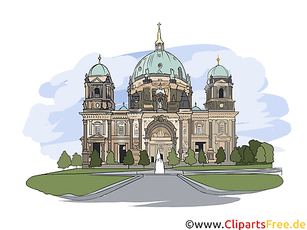 Berliner Dom Illustration Aquarell - Bilder mit Sehenswürdigkeiten