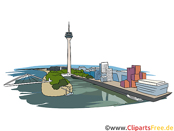 Düsseldorf Sehenswürdigkeiten als Illustrationen zum Drucken