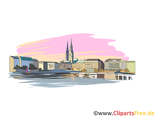 Hamburg Illustration zum Drucken - Deutsche Städte Bilder