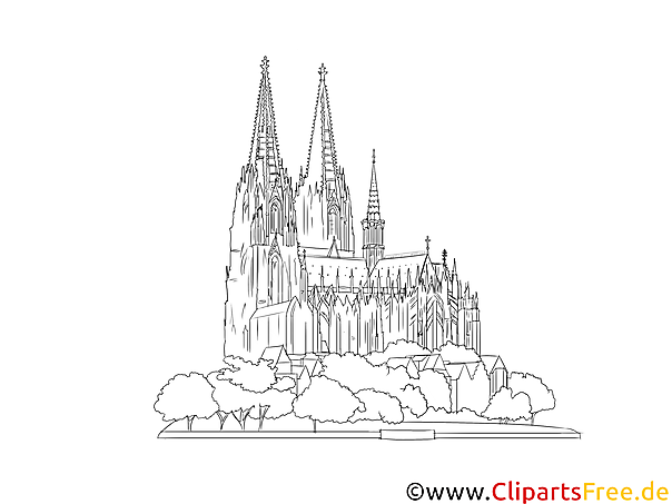 Kölnner Dom Zeichnung schwarz-weiss