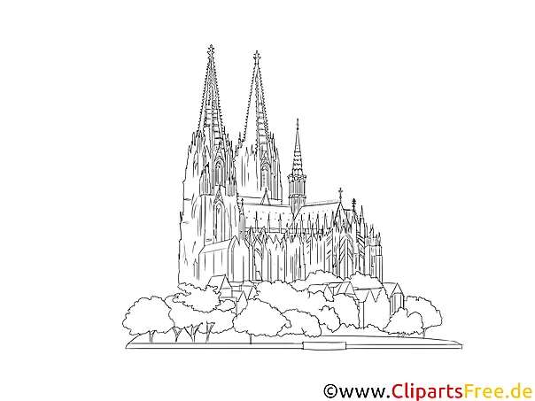 Kölnner Dom Zeichnung schwarz-weiss