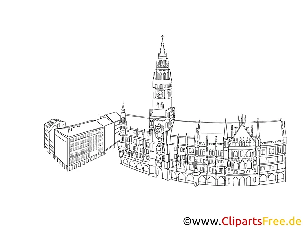 München Zeichnung, Clipart Kirche, Architektur Bild