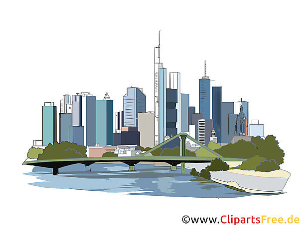Wolkenkratzer in Frankfurt, Hochhäuser Bild, Business-Viertel in Megapolis Clipart