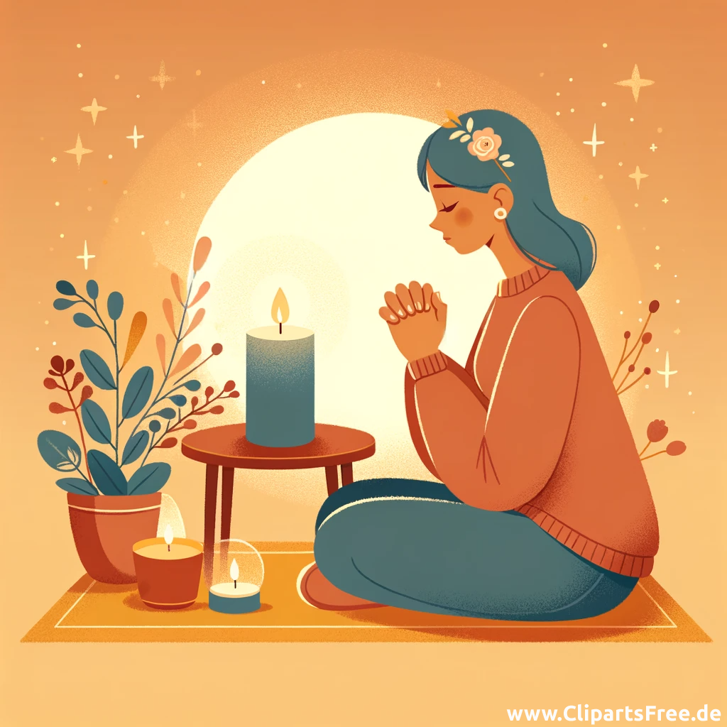 Buß- und Bettag Clipart - Bild mit Frau, die bettet