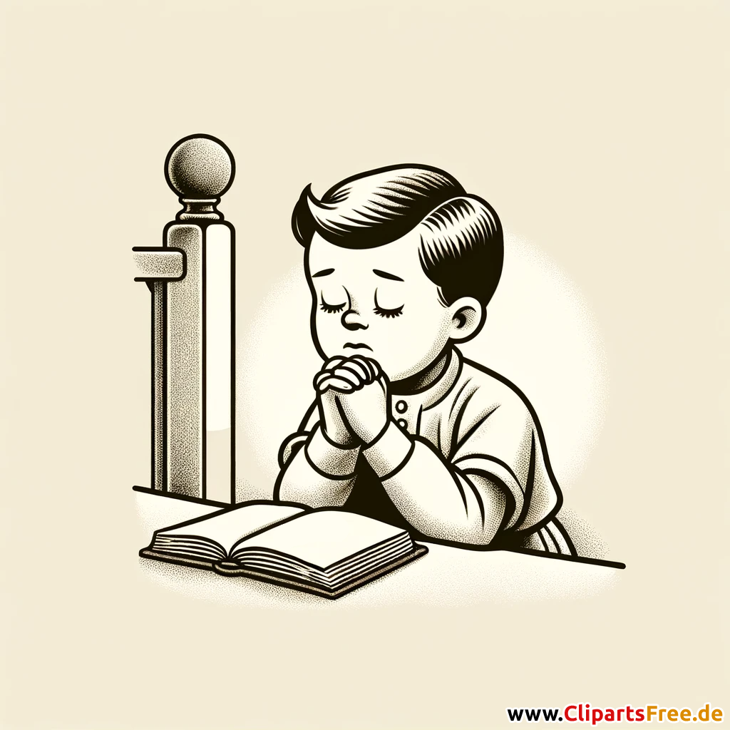 Kind bettet Illustration zum Buß- und Bettag