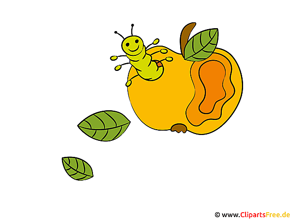 Raupe im Apfel Bild-Clipart zum Erntefest