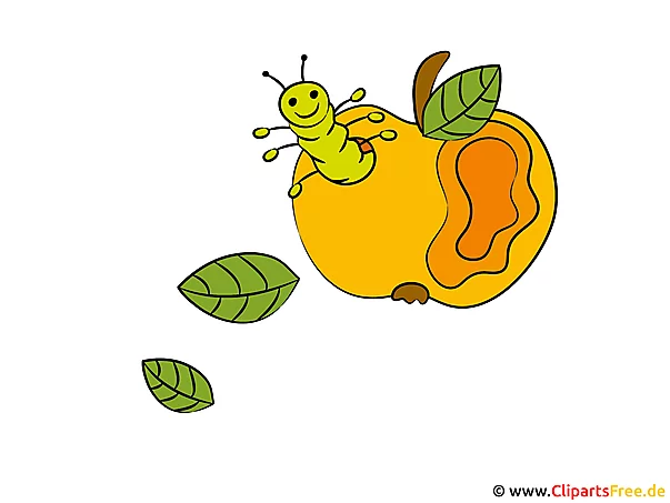Raupe im Apfel Bild-Clipart zum Erntefest