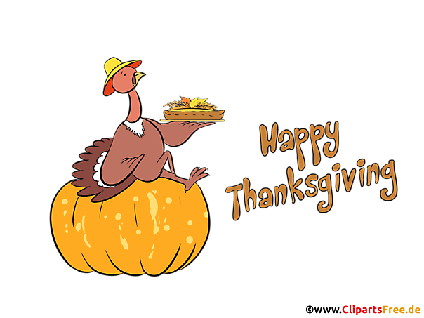 Truthahn sitzt auf Kürbis Clipart zum Erntedankfest