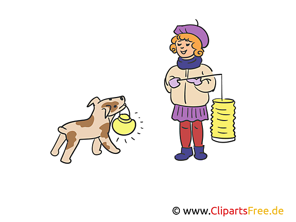 Frau mit Hund af Laternenfest Illustration, Clipart, Bild