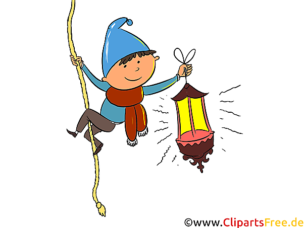 Junge, Kind. Laterne Clipart, Illustration, Bild