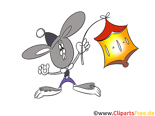 Kaninchen Hase Laterne Comic Clipart Illustration Bild