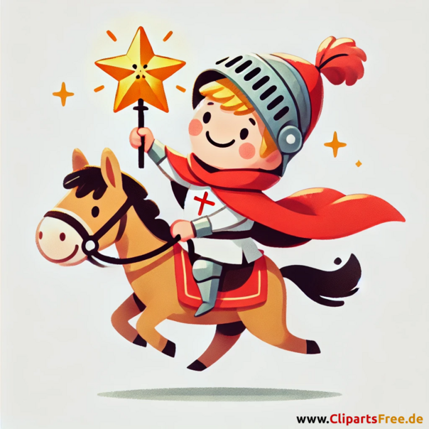 Kind reitet auf dem Pferd mit Laterne Clipart zum St. Martin Tag