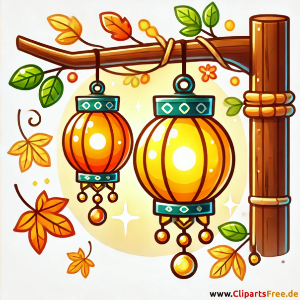 Laternen hängen auf der Ast Bild zum Laternenumzug