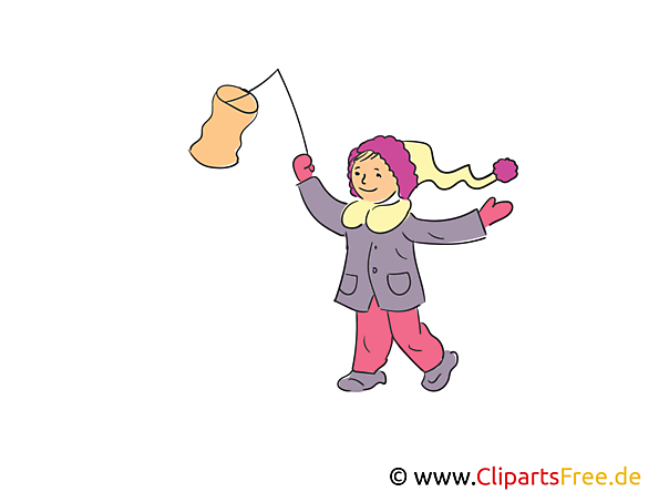 Mädchen mit Laterne Clipart, Bild, Illustration