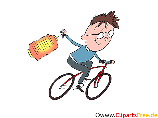 Martinstag, Junge, Fahrrad Clipart, Illustration, Bild