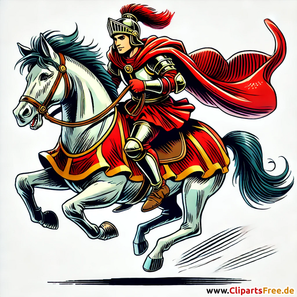 St. Martin auf dem weißen Pferd Illustration im Comic-Stil