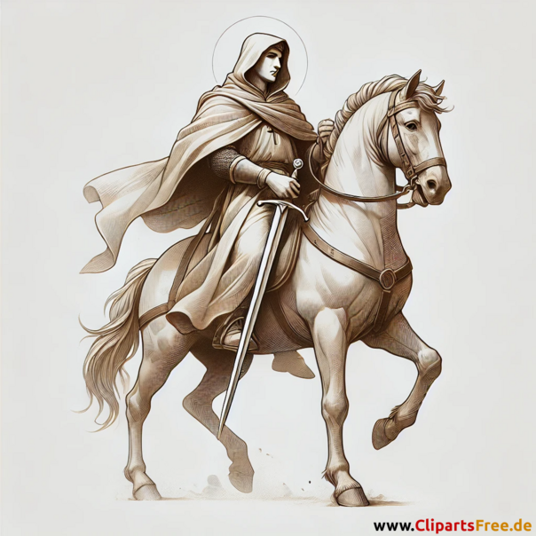 St. Martin Illustration gezeichnet mit Bleistift in schwarz und weiss