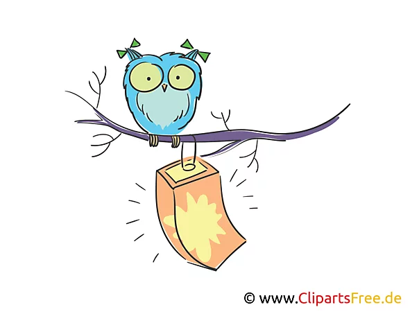 Uhu auf dem Ast Illustration, Clipart, Bild gratis
