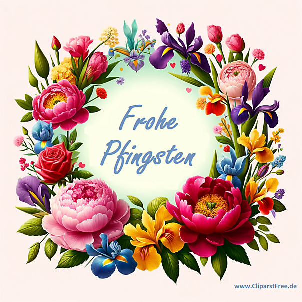Pfingsten Glückwunschkarte mit schönen Blumen - Kopie