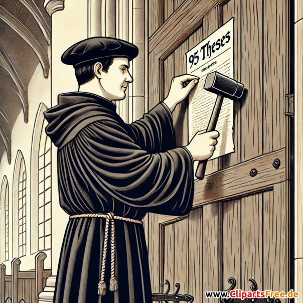 Illustration Martin Luther Thesenanschlag